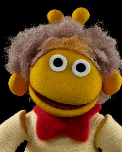 Prompt: nelly bertram as a muppet. highly detailed felt. hyper real photo. 4 k.