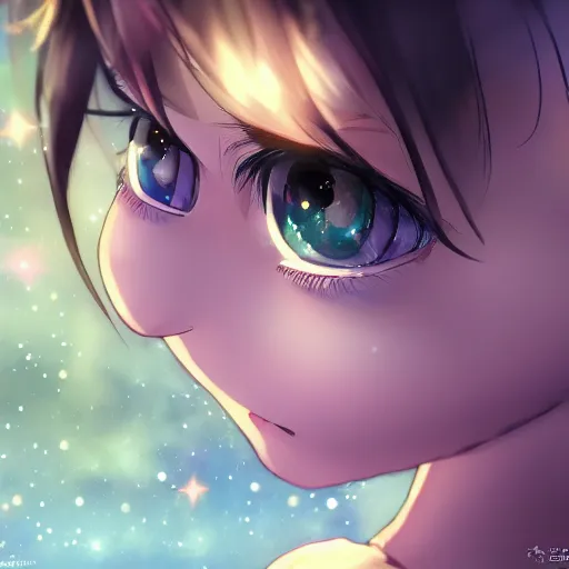 Prompt: a girl's eyes, stars are hidden in the eyes, 8 k, stunning, dream, highly detailed, super macro, surrealist, eye ministry close - up, style of magical girl, makoto shinkai