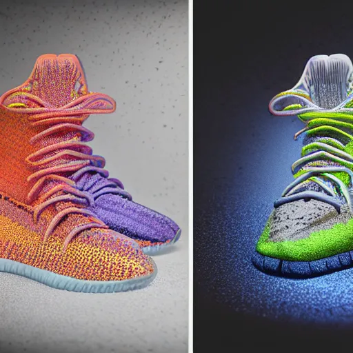 Prompt: subject photography of sneakers, adidas yeezy foam, margiela fusion, balenciaga, balman ultra rendered extreme realism and detail, 8 k, highly detailed, realistic, completely framed, pbr, surreal, hyper realistic, colorful, direct lighting, 3 5 mm photo, photorealistic, sharp focus,