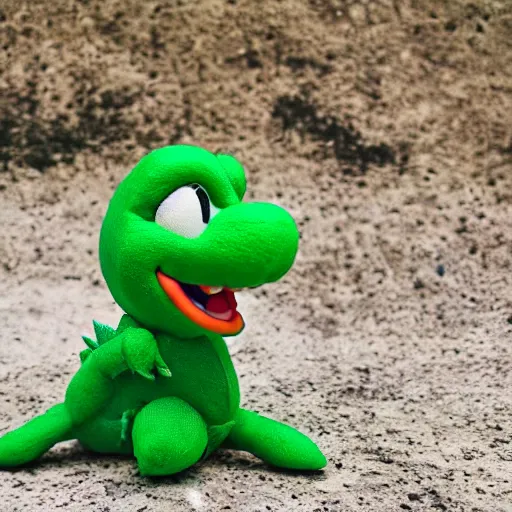 Image similar to a photo of real life yoshi, kodak single use camera photography