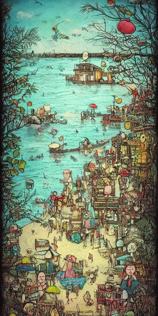 Image similar to a summer beach scene by alexander jansson and where's waldo