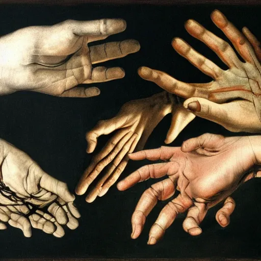 Prompt: hands, artistic study, hogarth, davinci, anatomical, kinesiology