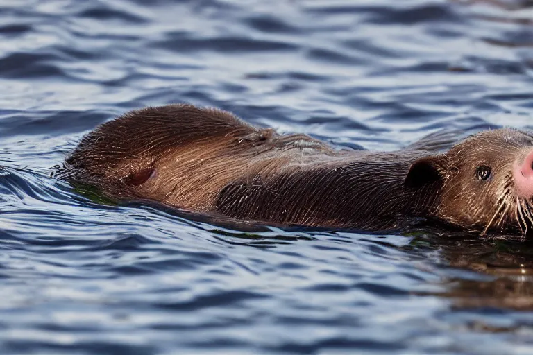 Image similar to a pig sea otter!!! hybrid! hyper realistic!! realistic lighting!! wildlife photographer of the year!!! bold natural colors, national geographic, hd, wide angle, 8 k