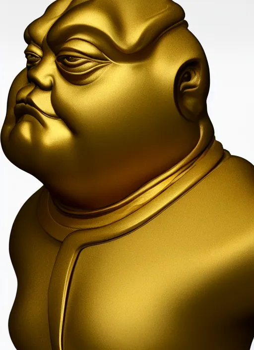 Prompt: stylized gold onyx ornate statue bust made of marble of jabba the hutt, perfect symmetrical body, perfect symmetrical face, hyper realistic, hyper detailed, by johannen voss, by michelangelo, octane render, blender, 8 k, displayed in pure white studio room