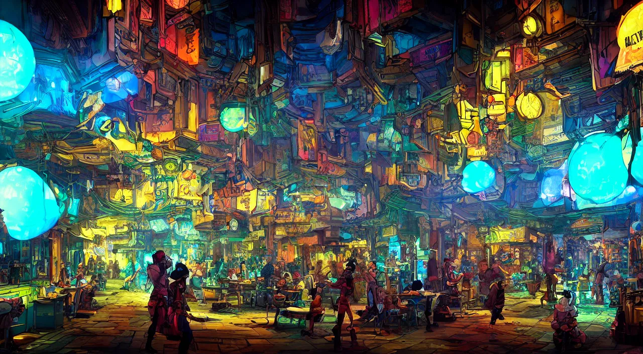 Image similar to bazaar zouk oriantal full color sky shine place mosquet painting digital illustration hdr stylized digital illustration video game icon global illumination ray tracing advanced technology that looks like it is from borderlands and by feng zhu and loish and laurie greasley, victo ngai, andreas rocha, john harris