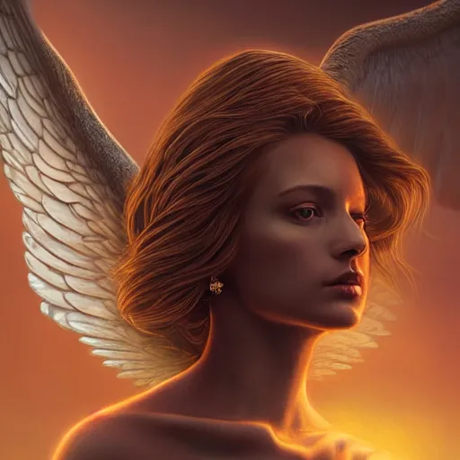 Prompt: majestic gracious regal female winged angel portrait, front face centred, atmospheric lighting, painted, intricate, volumetric lighting, beautiful, rich deep colours masterpiece, golden hour, golden ratio, sharp focus, ultra detailed, by leesha hannigan, ross tran, thierry doizon, kai carpenter, ignacio fernandez rios