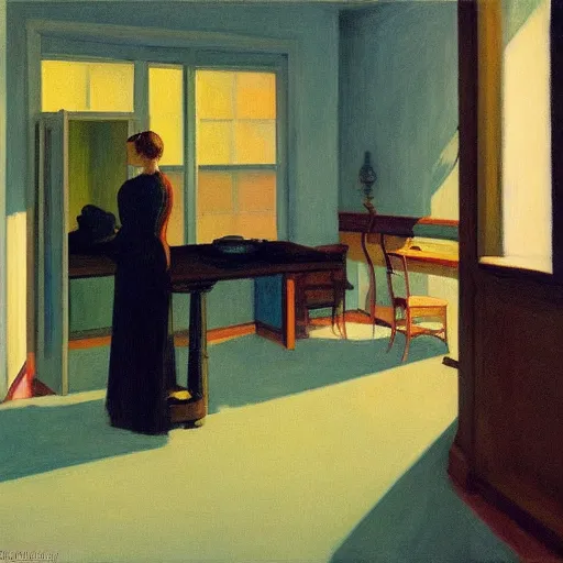 Prompt: the backrooms by Edward Hopper