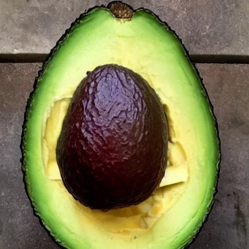 Image similar to jesus christ inside a big avocado