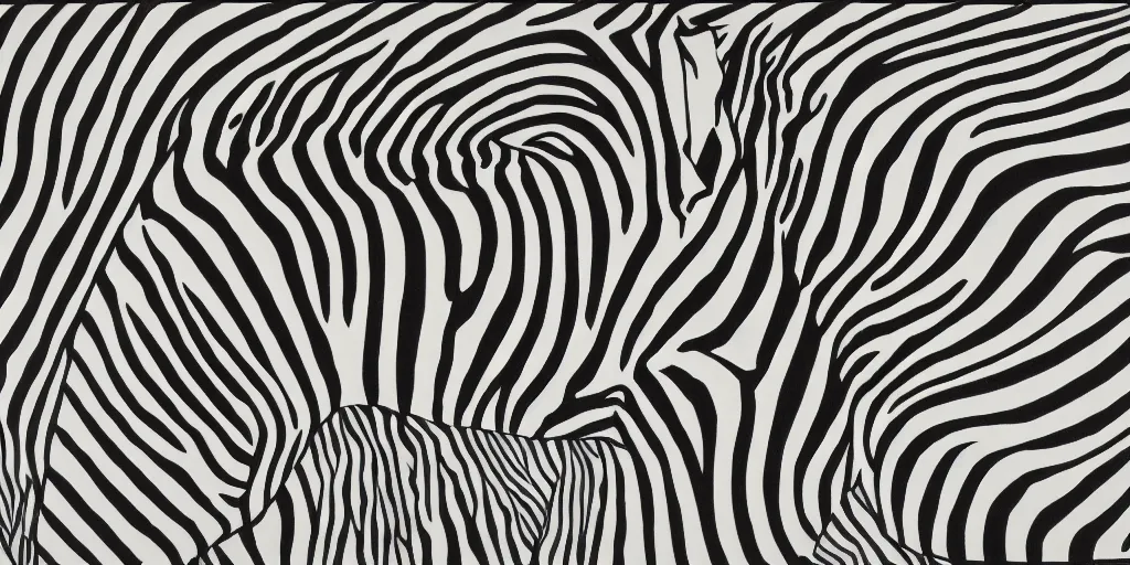 Prompt: geometric drawing of a zebra in Arcadia, alex grey