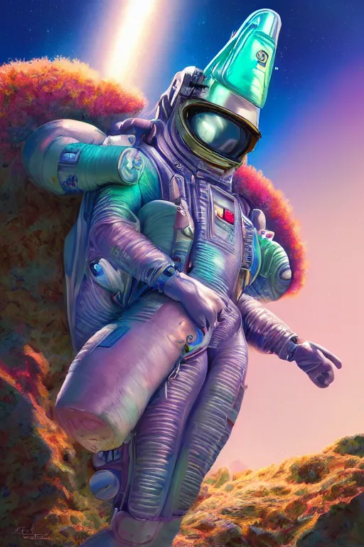 Image similar to A Retropunk Naturewave Defender, Llama in a spacesuit, beautiful realistic cinematic portrait, llama superhero character fashion design, by David Heskin and Paul Lehr and Josan Gonzalez and Russell Mills and Igor Kieryluk, Artgerm, WLOP, 8k, Hi-Fructose, masterpiece anthro illustration, daily deviation