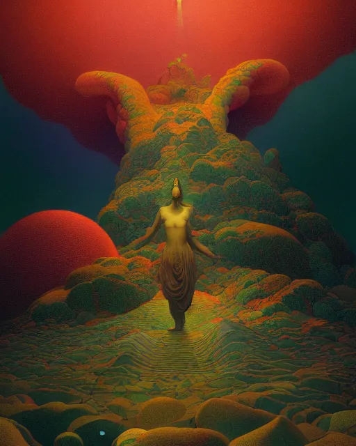 Prompt: the most wonderful dream you ever had, vivid color, complementary color, golden ratio, detailed, sharp lines, intricate, rainbowshift, by maxfield parrish, by peter mohrbacher, by gustave dore, by victo ngai, by beksinski, octane render