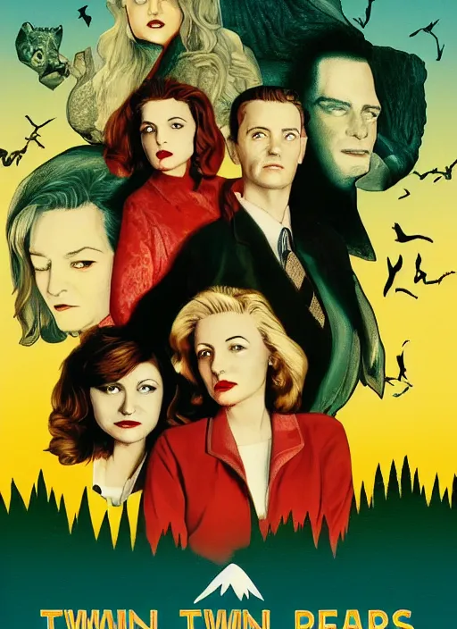 Image similar to twin peaks movie poster art by eric powell