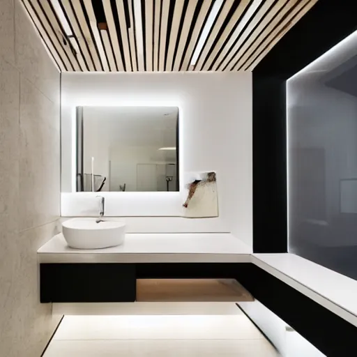 Image similar to modern house, minimalist style mcgee and co, interior design, toilet mounted on ceiling