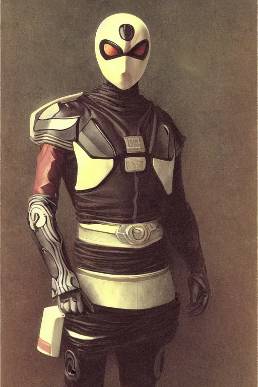 Image similar to portrait of a kamen rider rx, full set of equipment, helmet, majestic, solemn, by bouguereau