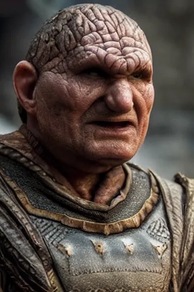 Image similar to very very intricate photorealistic photo of a goomba in an episode of game of thrones, photo is in focus with detailed atmospheric lighting, award - winning details