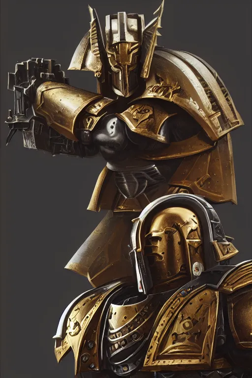 Image similar to armor portrait heros warhammer 4 0 k horus heresy fanart - the primarchs emperor by johannes helgeson animated with vfx concept artist & illustrator global illumination ray tracing hdr fanart arstation zbrush central hardmesh 8 k octane renderer