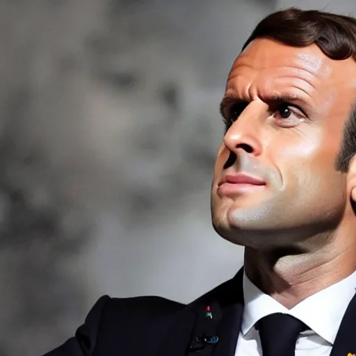 Prompt: emmanuel macron with a gun and shades in the matrix movie, full body shot, highly - detailed, sharp focus, award - winning