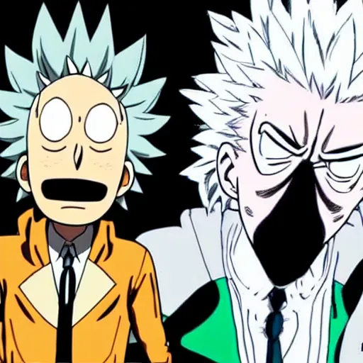 Image similar to Rick Sanchez in one punch man 4K detailed super realistic