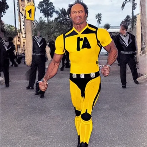 Image similar to a photo The rock with wolverine uniform