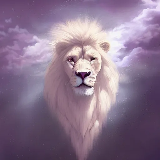 Prompt: aesthetic portrait commission of a albino male furry anthro lion floating and sleeping inside a soap bubble while opening its third eye in the blue cloudy sky, minimalistic sky Atmosphere, hyperdetailed. Character design by charlie bowater, ross tran, artgerm, and makoto shinkai, detailed, inked, western comic book art, 2021 award winning painting