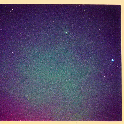 Prompt: photograph of a night sky from nineteen eighties, blacks and blues, vibrant, fotonkolor ns film stock, 5 0 mm