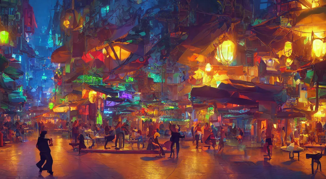 Image similar to bazaar zouk oriantal multicolorful sky shine place mosquet painting stylized digital video game icon global illumination ray tracing 8 k hd resolution, by ilya kuvshinov and cushart krentz and gilleard james