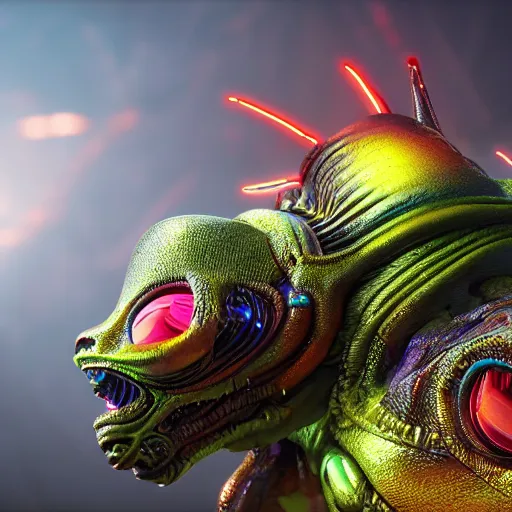 Image similar to macro photo of alien lifeforms colorful, 8k photorealistic, cinematic lighting, detailed, photorealistic, unreal engine