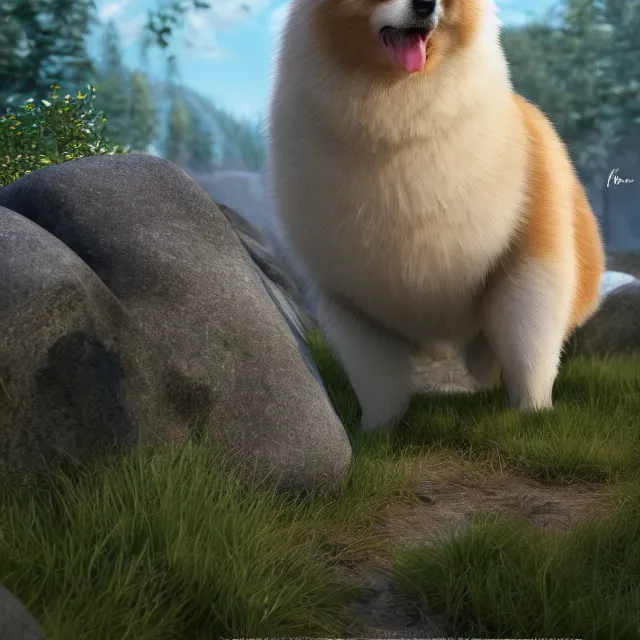 Prompt: a finnish lapphund dog, isometric 3d, ultra hd, character design by Pixar and Hayao Miyazaki, unreal 5, DAZ, hyperrealistic, octane render, cosplay, RPG portrait, dynamic lighting, intricate detail, summer vibrancy, cinematic