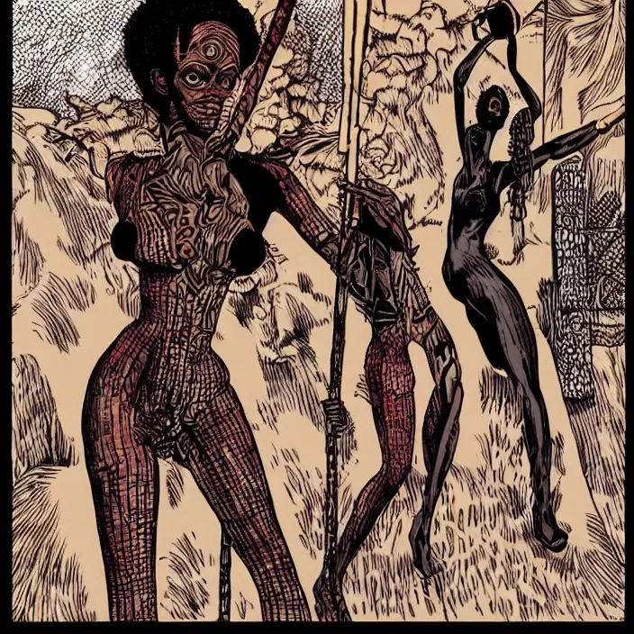 Prompt: african domme mistress by junji ito