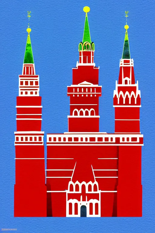 Prompt: minimalist watercolor art of a moscow red square, illustration, vector art