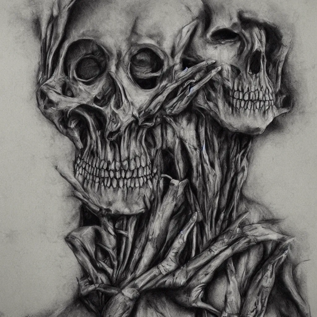 Image similar to charcoal macabre art