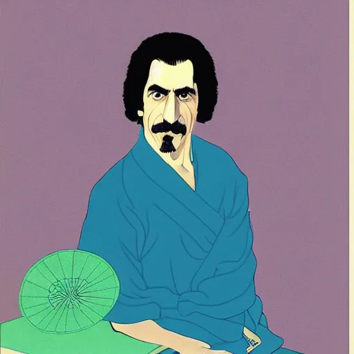 Prompt: frank zappa, digital art, utamaro kitagawa style