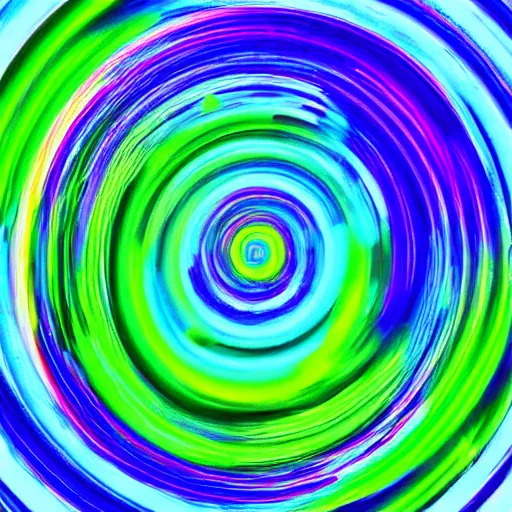 Prompt: neon green and blue water swirling in a circle