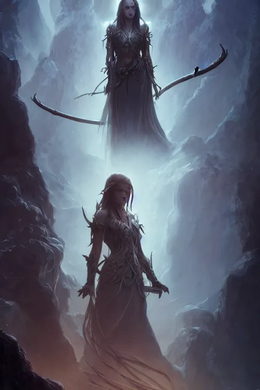 Prompt: beautiful cinematic ethereal fantasy poster, hybrid from The Elden Ring and art direction by Darius Zawadzki ;by artgerm; wayne reynolds art station; cinematic quality character render; low angle; ultra high quality model; production quality cinema model;