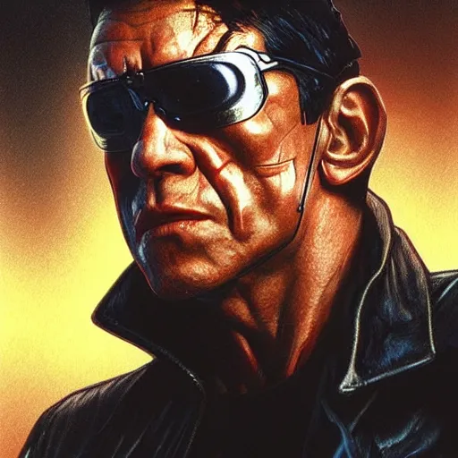 Prompt: adriano celentano as terminator, in the style of terminator 2 movie, city landscape, d & d, fantasy, intricate, elegant, highly detailed, digital painting, artstation, concept art, matte, sharp focus, illustration, art by artgerm and greg rutkowski and alphonse mucha