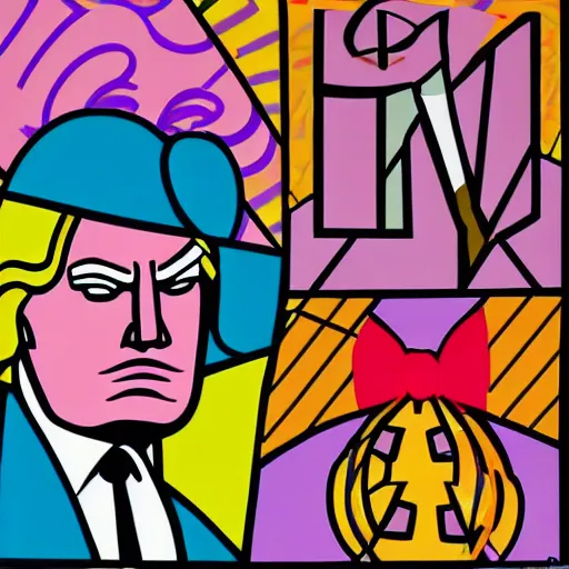 Image similar to donald trump! portrait by romero britto!