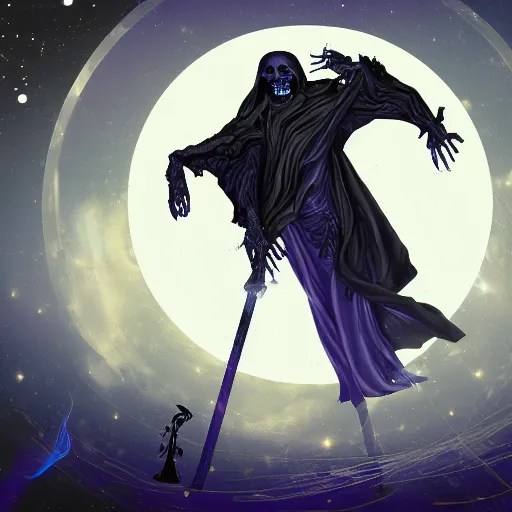 Image similar to the grim reaper at the height of its power, cosmic horror, digital art