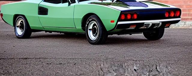 Image similar to a single 1 9 7 6 lotus esprit and 1 9 6 9 dodge charger hybrid, dslr