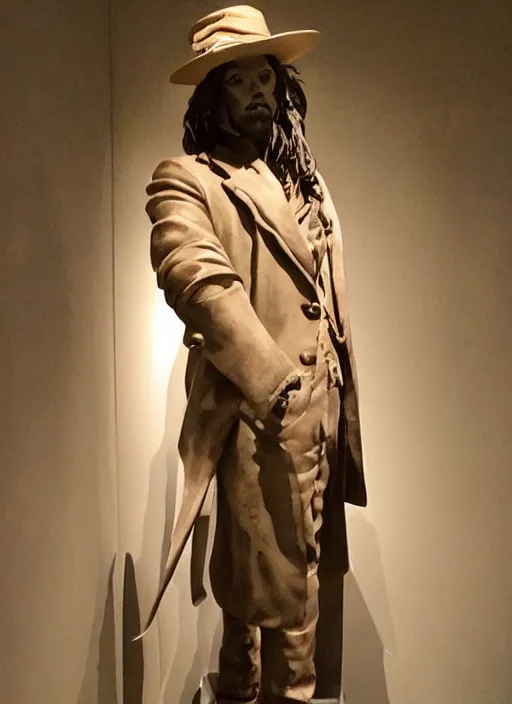 Prompt: photo of a Johnny Depp statue in a museum, by Michelangelo