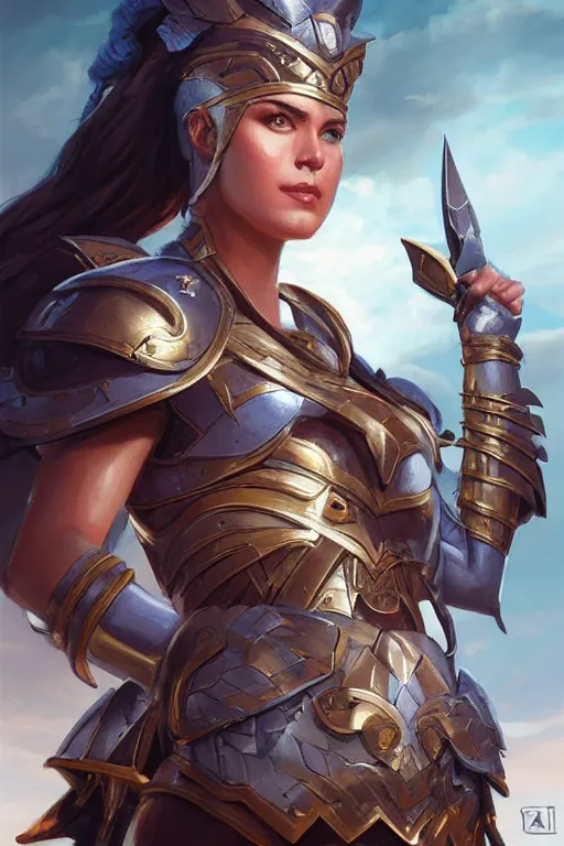 Image similar to amazon valkyrie athena, d & d, fantasy, portrait, highly detailed, headshot, digital painting, trending on artstation, concept art, sharp focus, illustration, art by artgerm and greg rutkowski and magali villeneuve