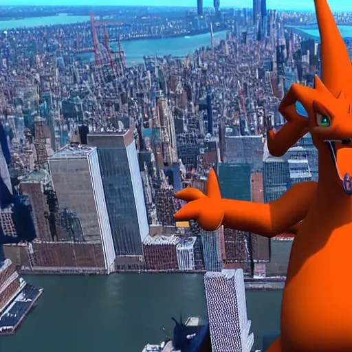 Prompt: charizard flying above new york, claymation, 8 k, hyperdetalied, cgsociety