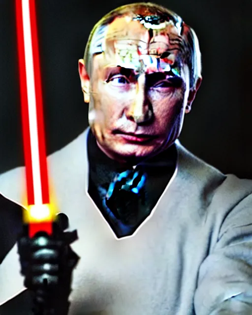 Image similar to “ vladimir putin as a sith lord holding a lightsaber, highly detailed, award winning ”