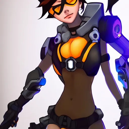 Image similar to tracer from overwatch r 3 4 h e n t a i, trending on pixiv