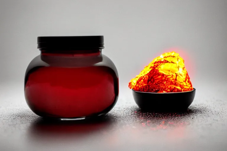 Image similar to jar of lava, studio photography