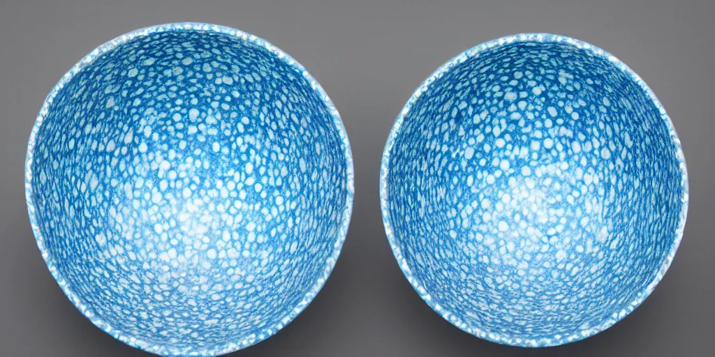 Image similar to blue speckled fukuoka bowl, studio lighting