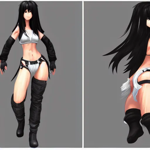 Image similar to face and body shot of tifa lockhart, concept art trending on artstation