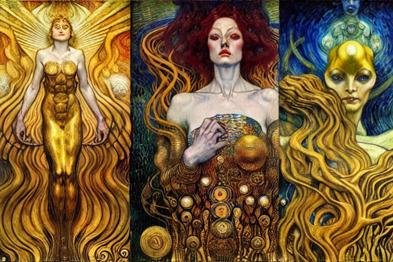 Image similar to Divine Chaos Engine by Karol Bak, Jean Delville, William Blake, Gustav Klimt, and Vincent Van Gogh, symbolist, visionary