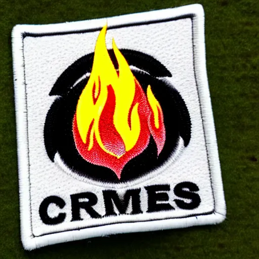 Prompt: a retro minimalist clean fire flames warning patch