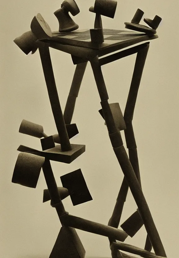 Image similar to a chess - piece building machine, a surrealist sculpture by marcel duchamp, archival pigment print, 1 9 1 4, conceptual art, artwork, academic art, surrealist, fluxus