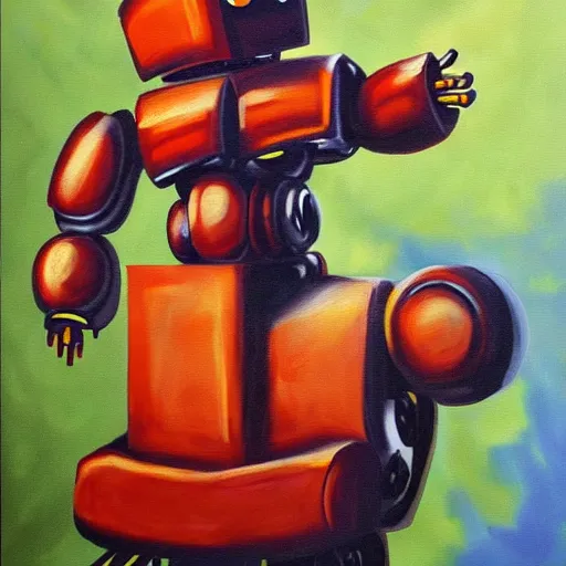 Image similar to a scary multi armed robot painting a picture